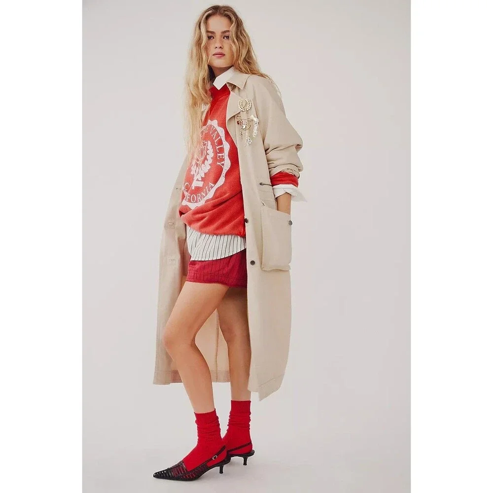 Free People We The Free Perry Military Coat Jacket Top Cotton Cozy XS New 278492